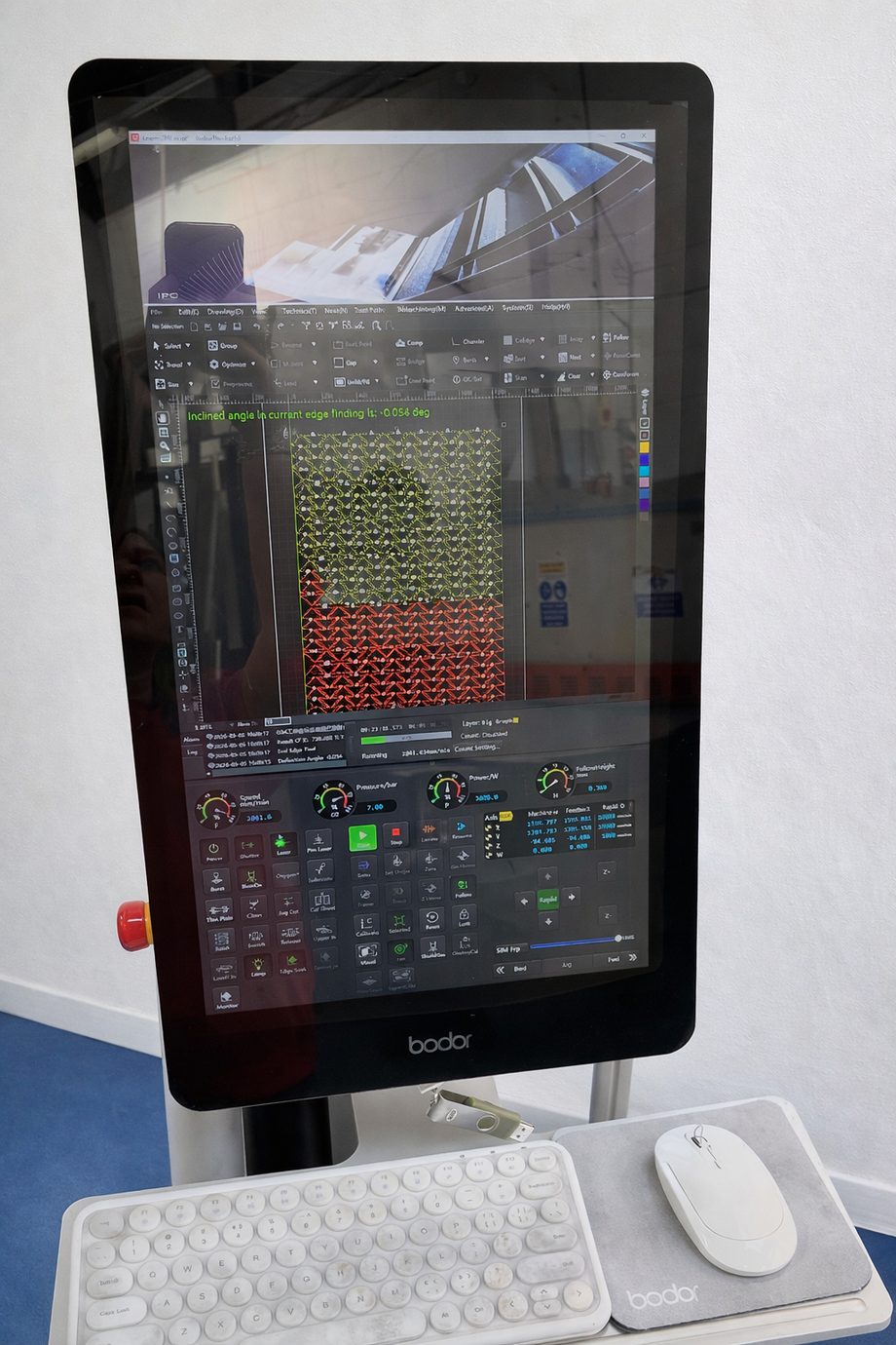 Bodor CNC control screen running a nested cutting program